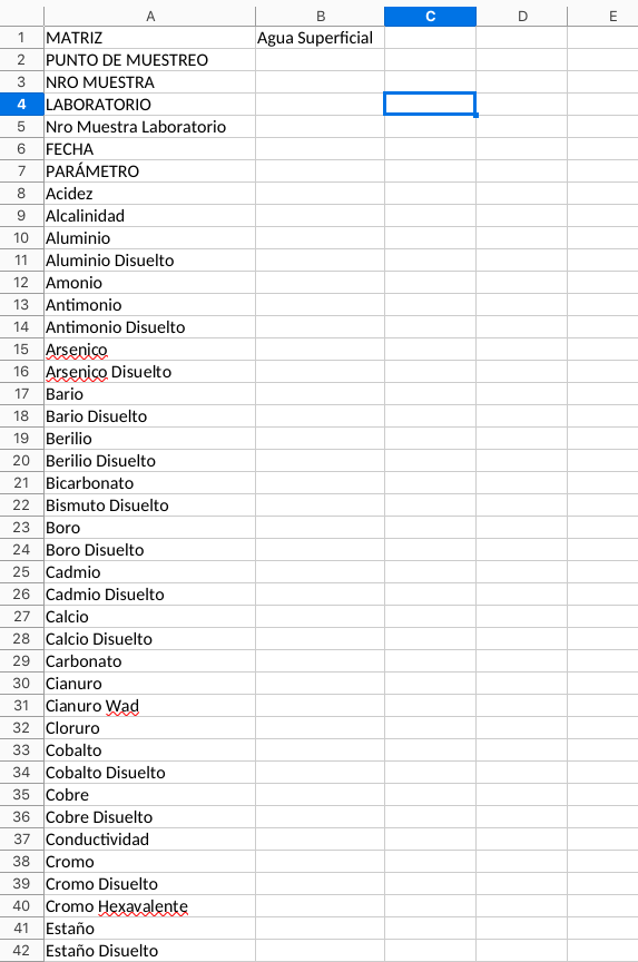 Ejemplo de un archivo de importación