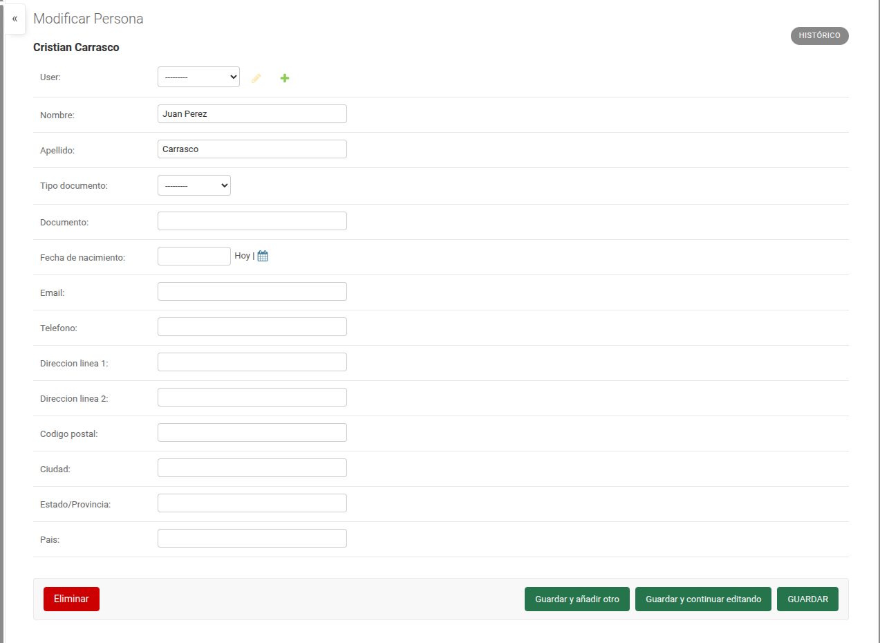 Agregar registro formulario