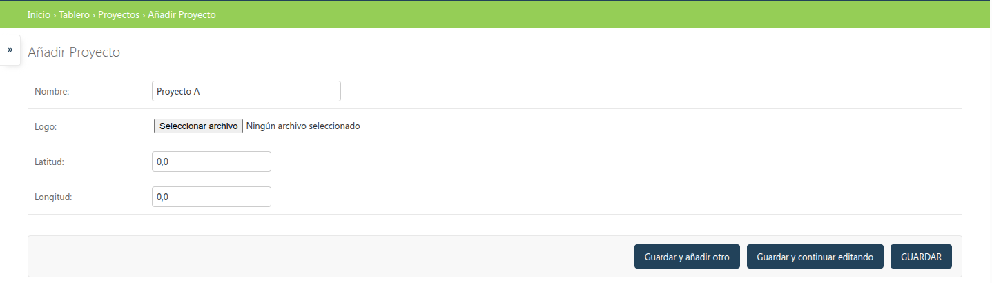 Agregar nuevo proyecto